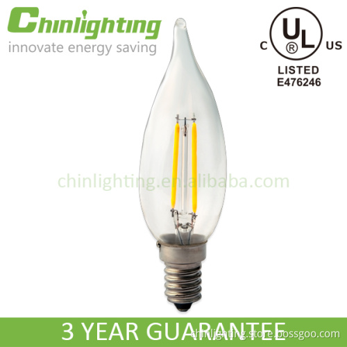 85-265V C35 LED Candle Lights filament led bulb UL CE RoHS Certificated